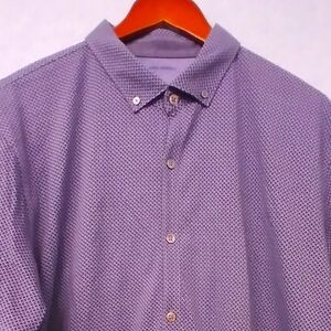Zachary Prell Lavender Textured Button-Down Shirt Casual Busines Short Sleeve XL